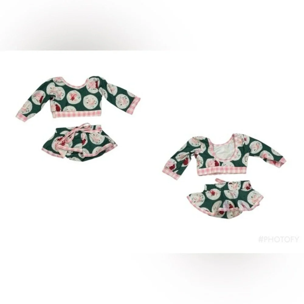 Charming Kids Bikini Set‎ with Green and Pink Design NWOT